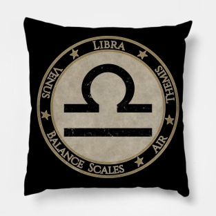 Vintage Libra Zodiac Sign Horoscope Astrology Symbol Pillow