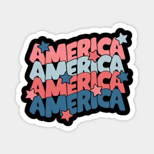 american groovy 4th july America retro patriotic USA Magnet