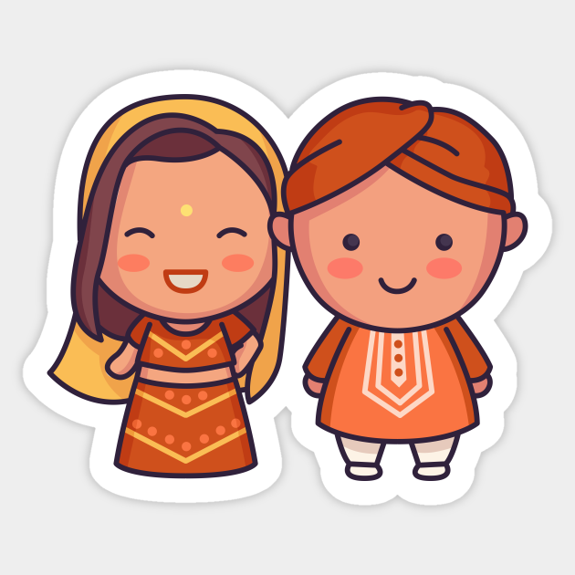 Cute Indian Bride & Groom in Traditional Clothing Cartoon - Kawaii Cute Couple - Sticker | TeePublic Cute Indian Bride & Groom in Traditional Clothing Cartoon - Kawaii Cute Couple - Sticker | TeePublic