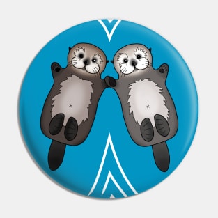 Otters Holding Hands - Otter Couple Pin