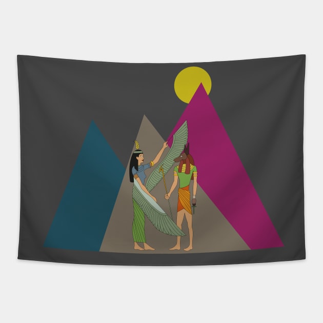 Maat and Anubis Tapestry by poeticart