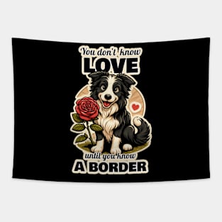 Border Collie Valentine's day Tapestry