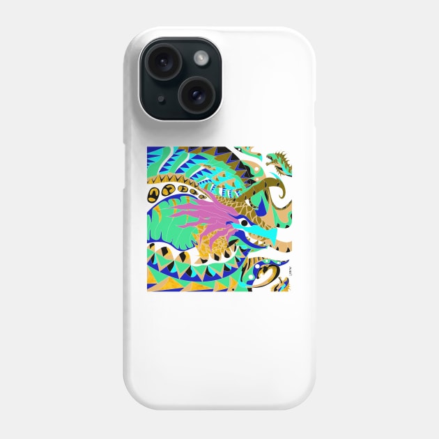 kaiju kraken zentangle in ecopop pattern Phone Case by jorge_lebeau