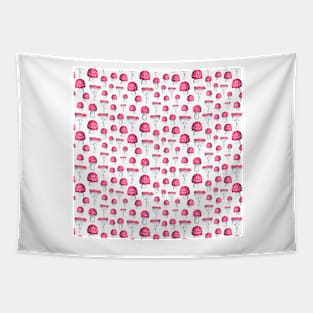 Red Mushrooms Pattern - White Tapestry