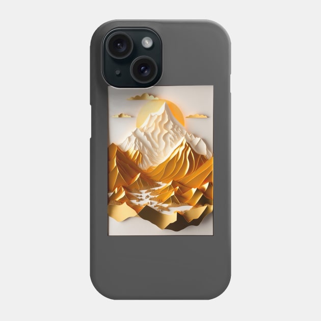 Paper quilling - Annapurna mountain range during golden hour Phone Case by UmagineArts