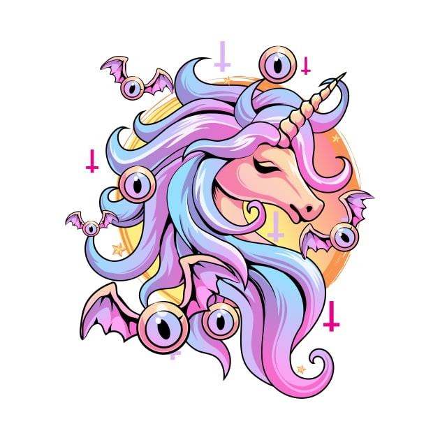 Pastel Goth Unicorn by DionArts