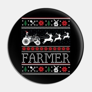 Farmer Tractors Ugly Christmas Xmas Gifts Pin