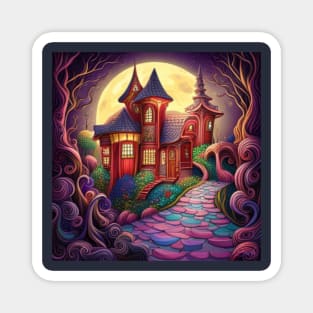 Abstract Magical Fairytale Cottage Magnet