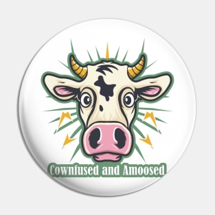 Cownfused and Amoosed Fun Design - Surprised Cow Pin