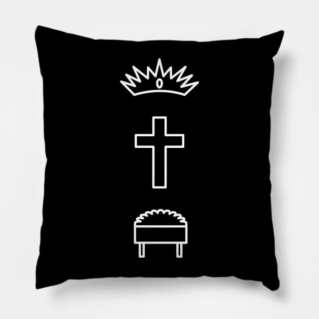 Manger Cross Crown - Jesus Christ From Earth to Glory Pillow by Contentarama