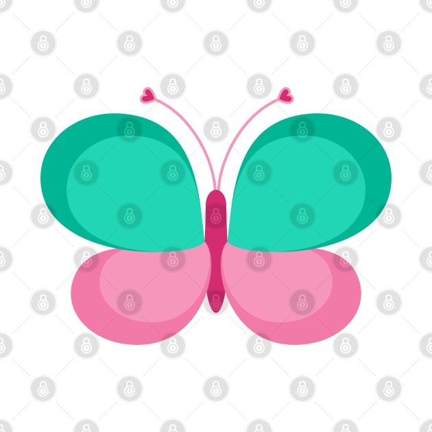 Turquoise and Pink Butterfly by RageRabbit