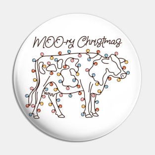 Moory christmas cow with christmas lights Pin