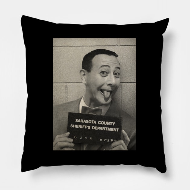 Pee Wee's Mugshot by Buck Tee Pillow by Buck Tee