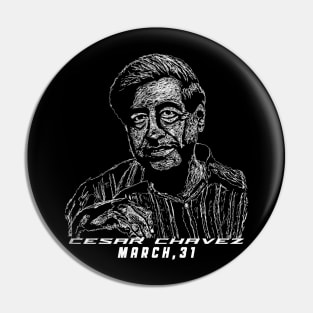 Cesar Chavez day / Civil Rights Leader Cesar Chavez /Scribble art Cesar Chavez Pin