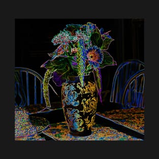 Black Panther Art - Flower Bouquet with Glowing Edges 2 T-Shirt