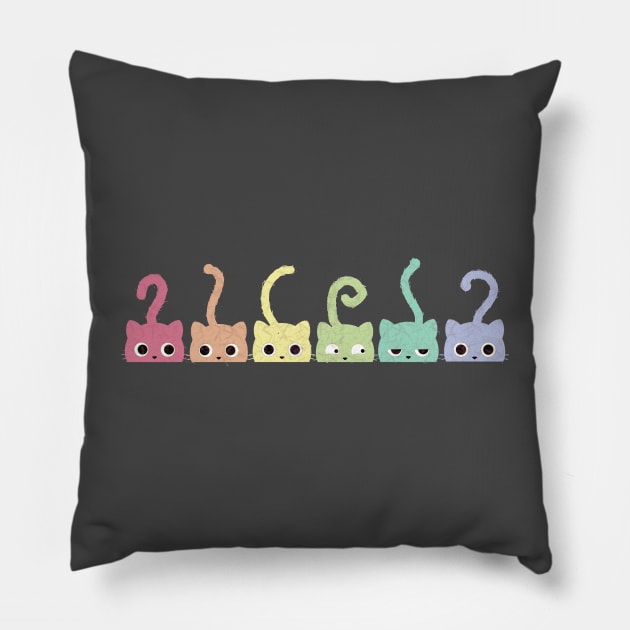 Rainbow Kittens Pillow by Little Designer