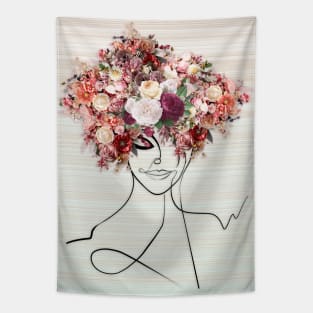 Flower Head Woman Tapestry