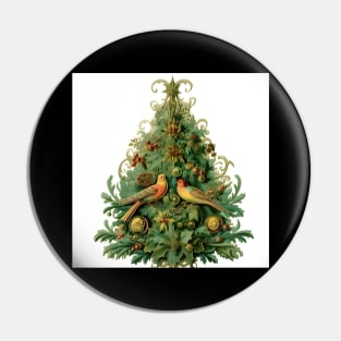 Vintage Christmas Tree With Birds Pin