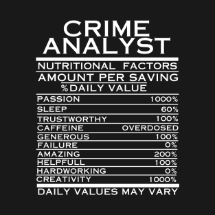 Crime Analyst Nutritional  Factors T-Shirt