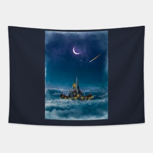 Magic castle above the clouds Tapestry