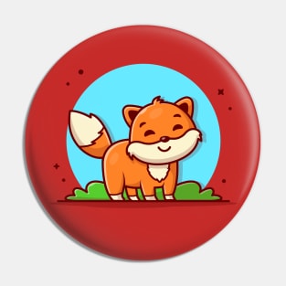 Cute Fox Cartoon Vector Icon Illustration Pin