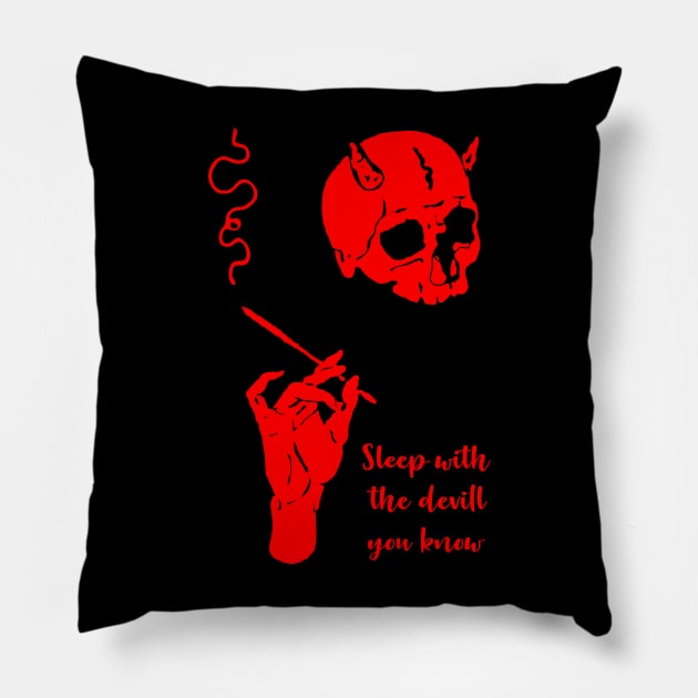 Sleep with the devil Pillow by bianbagus