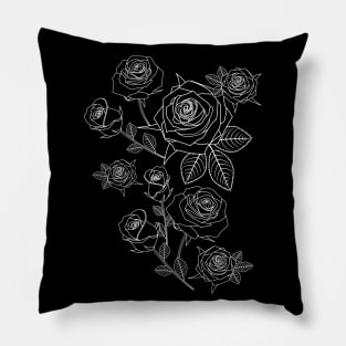 B&W Roses - Black version Pillow