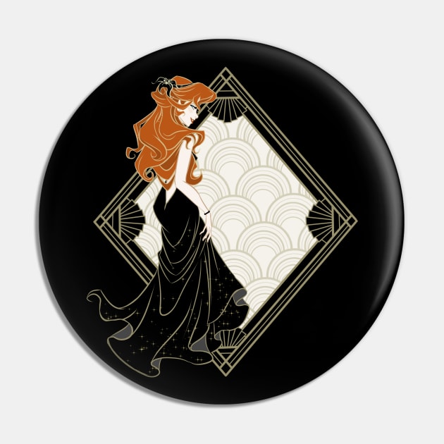 Art Deco Ariel Pin by Drea D. Illustrations