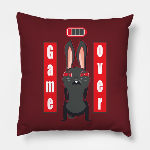 Game over black bunny Pillow by AnnArtshock