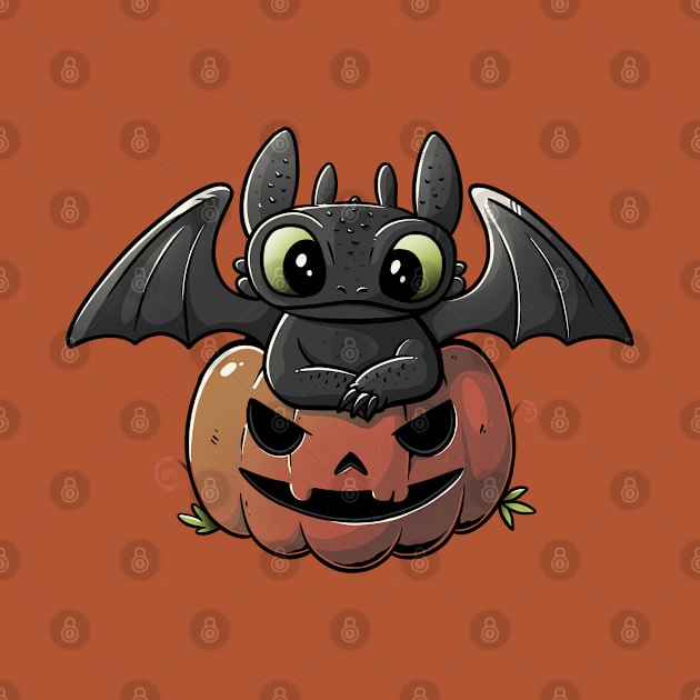 Spooky Dragon Cute Funny Halloween Pumpkin by eduely