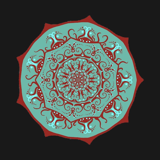 Green and Maroon Mandala by TaylorMineo