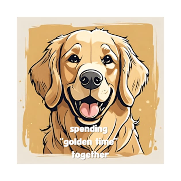 spending golden time together golden retriever potrait painting quote by badrhijri