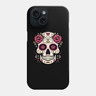 Dia de los muertos sugar skull flowers Phone Case