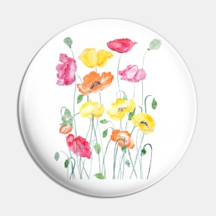 yellow orange and red cosmos flowers watercolor painting Pin