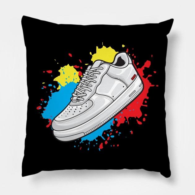 Force Retro White Sneaker Pillow by milatees