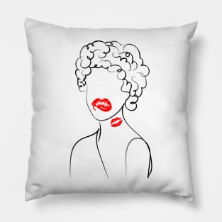 Girl Red Lips Funny Kiss Pillow