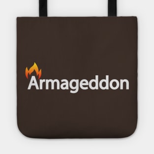 Armageddon artistic typographic artwork Tote