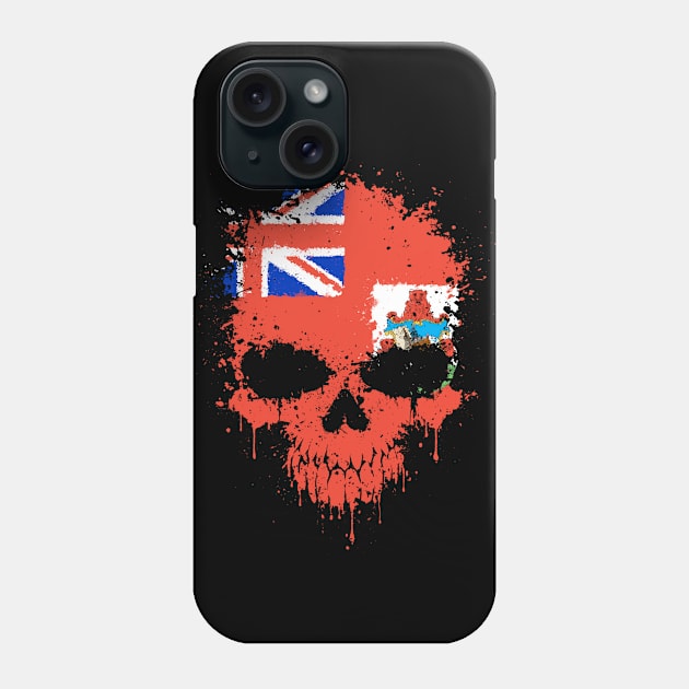 Chaotic Bermudan Flag Splatter Skull Phone Case by jeffbartels