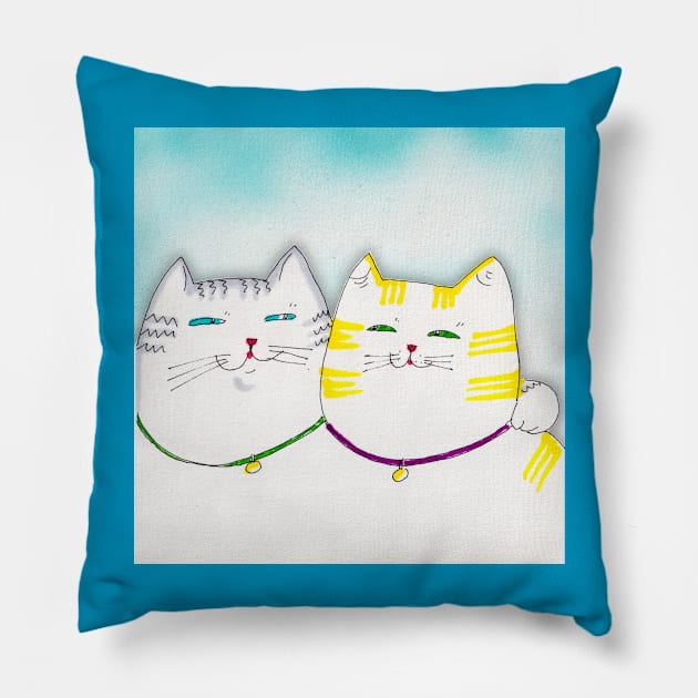 BFF Kitties Pillow by HelenDBVickers