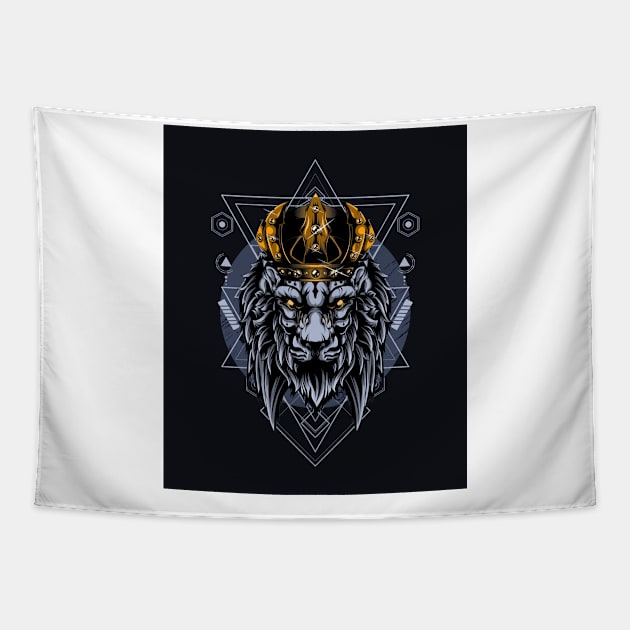 The Angry Lion King Tapestry by T-Shirt Kingdom by Elitenando.store