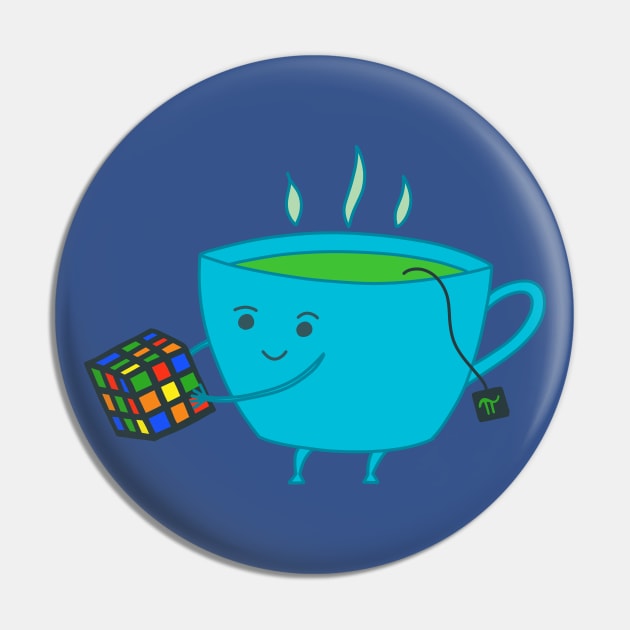 A Cup of Tea Solves Everything - cute and fun tea cup on blue Pin by Green Paladin