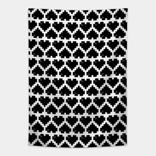 Seamless Pattern of Black Pixel Hearts Tapestry