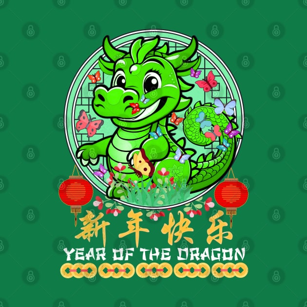 Cute Baby Dragon With Butterflies - Year Of The Dragon by alcoshirts