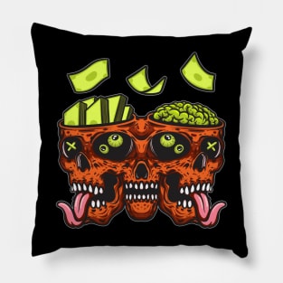 three skull illistration Pillow