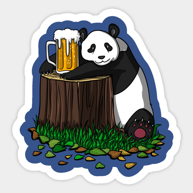 cute panda bear drinking beer mug funny - panda beer - sticker