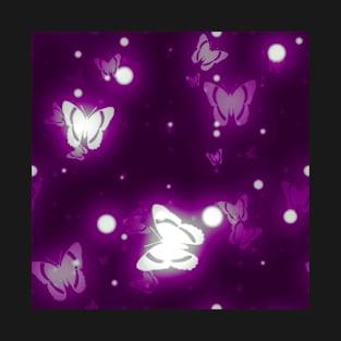 Asexual Pride Glowing Floating Lights and Butterflies T-Shirt