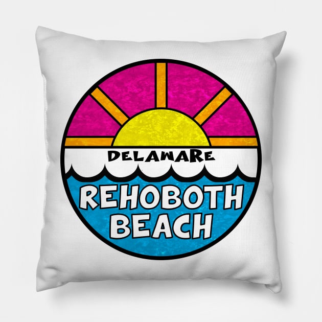 Rehoboth Beach Delaware DE Beach Life Pillow by TravelTime