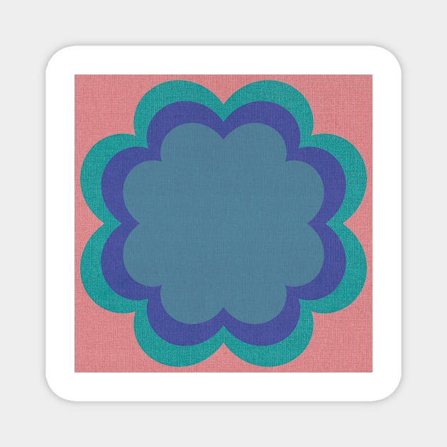 Pink, blue Linen textured scandi flower Magnet by Kimmygowland