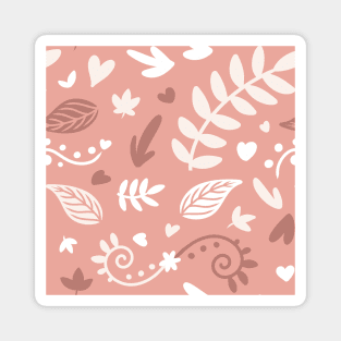 Cute Pink Leaf Nature Pattern Magnet