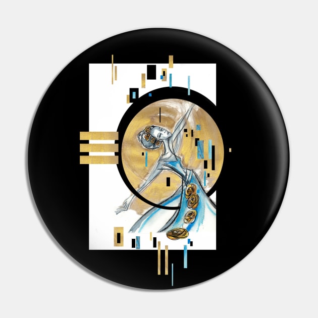 Lady Dancing Modern Art Pin by AuburnQuailart